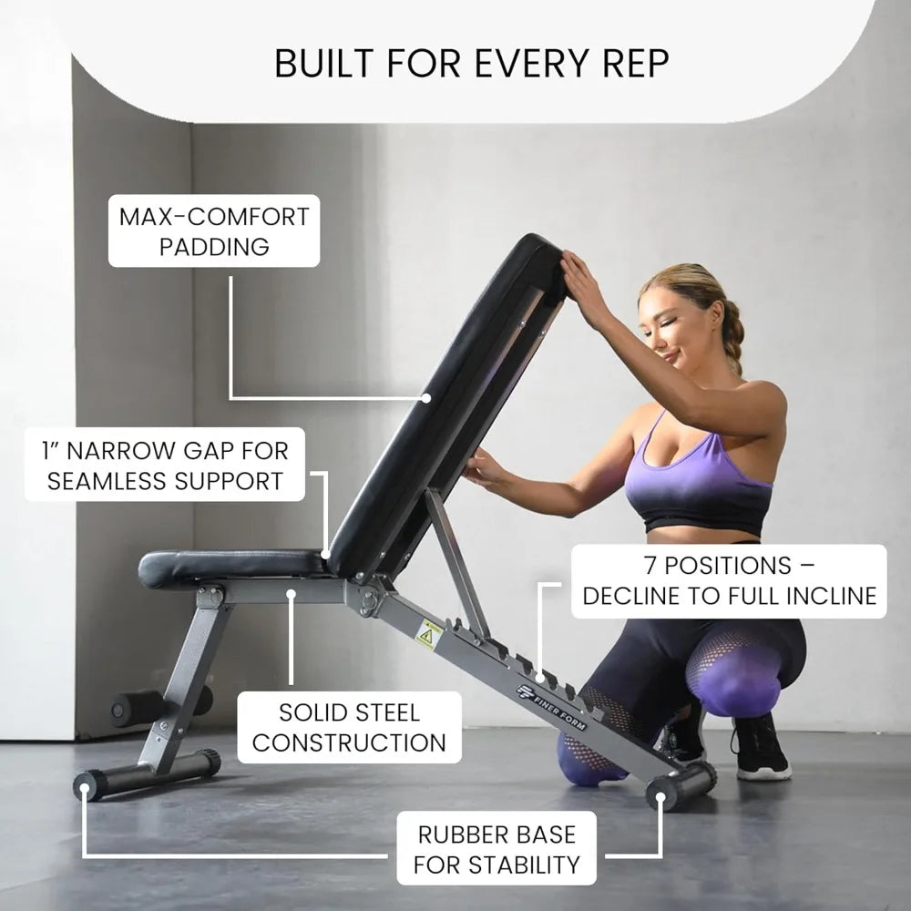 YTYIN FF Finer Form 5-In-1 Weight Bench Adjustable Foldable