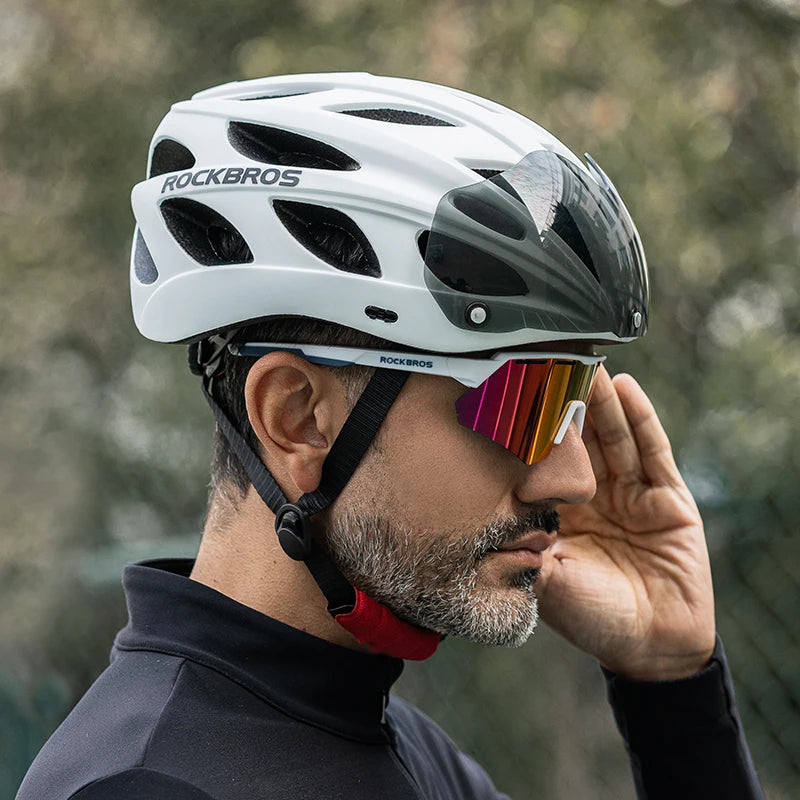 Rocbros Lightweight Integrated Cycling Helmet With Goggles For Men And Women