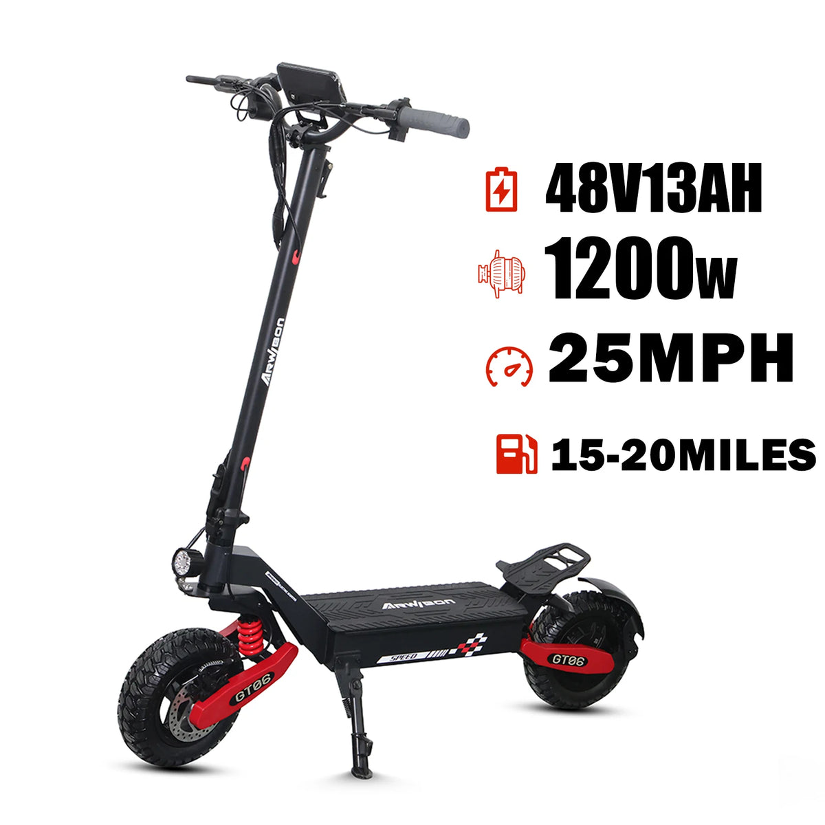 Arwibon 1200W Electric Scooter Foldable 48V Battery