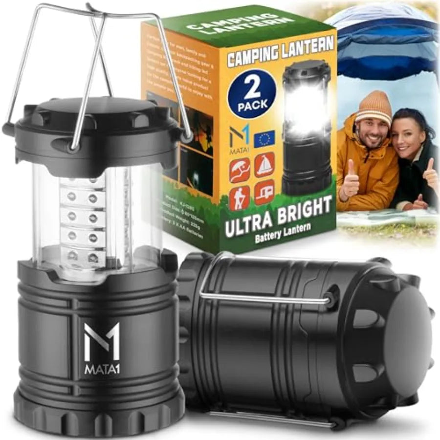 Usa Led Camping Lanterns 2 Pack Long Lasting Battery Powered Emergency Light