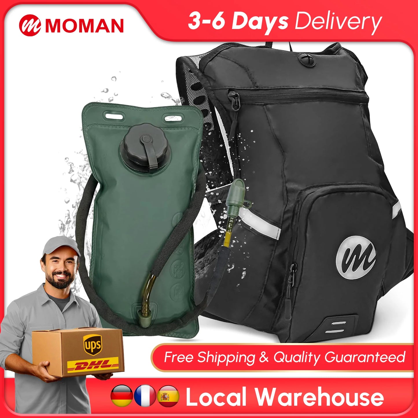 Moman Hydration Backpack With Durable Water Bladder For Outdoor Trekking