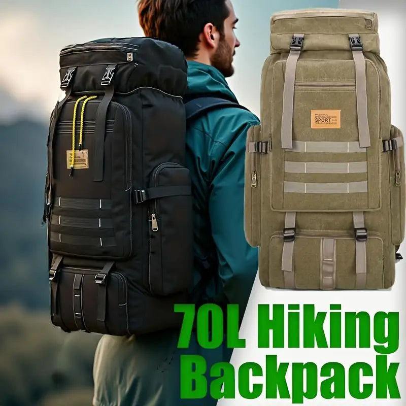 Canvas Hiking Daypack With Adjustable Straps And Hydration System
